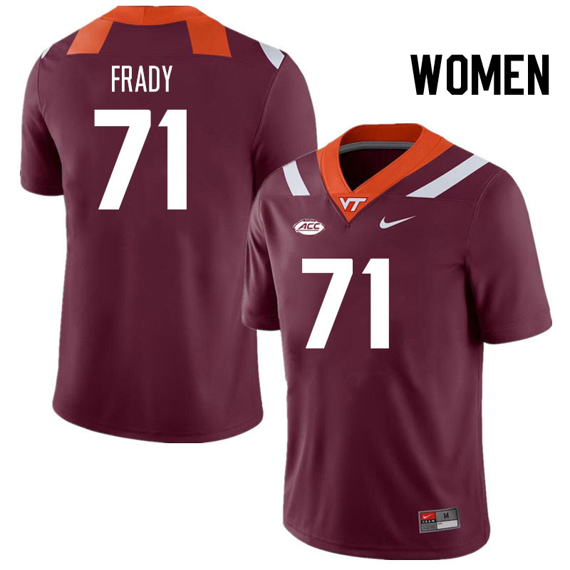 Women #71 Clayton Frady Virginia Tech Hokies College Football Jerseys Stitched Sale-Maroon - Click Image to Close